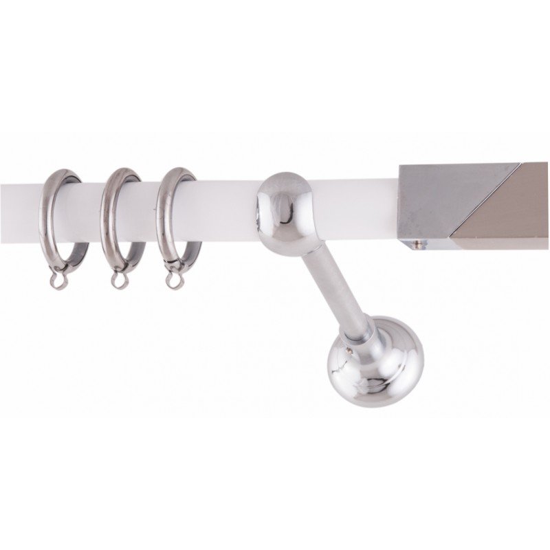 CURTAIN POLIS Φ25 FRANS WHITE WITH CHROME ACCESSORIES CURTAIN RODS