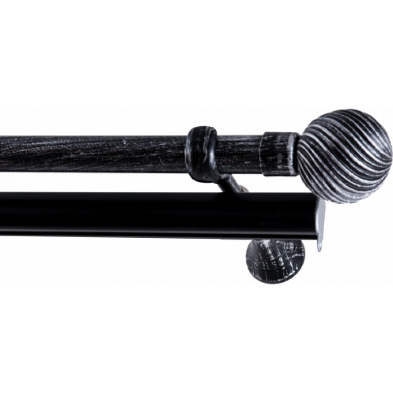 CURTAIN WOOD SIENNA FRANS Φ25 BLACK PATINA SILVER CURTAIN RODS