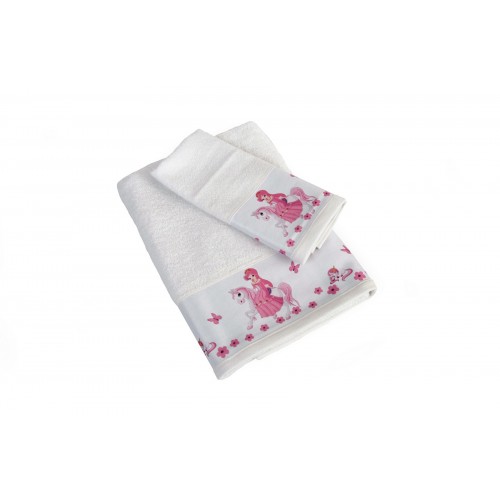 Baby Towels (Set 2pcs) Unicorn Princess 76 White Dimcol