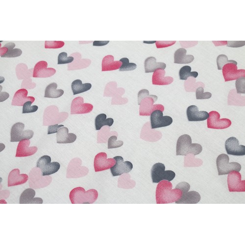 Hearts Crib Sheet 12 Gray-Pink Dimcol