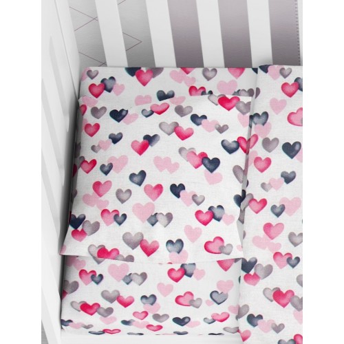 Baby Pillowcase 35Χ45 Hearts 12 Gray-Pink Dimcol