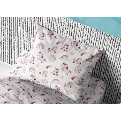 Pillow case 50Χ70 Unicorn 108 White-Pink Dimcol