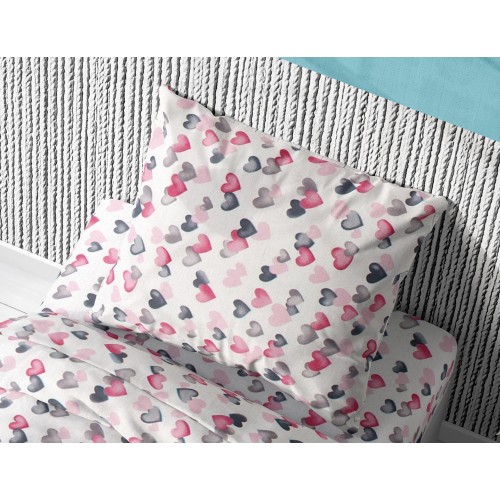 Pillow case 50Χ70 Hearts 12 Gray-Pink Dimcol
