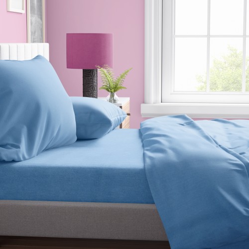 Extra Double Sheets (Set 220x240) Solid 498 Sky Blue Dimcol