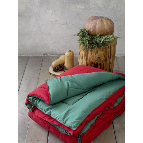 Quilt Single 160x240 Abalone - Red / Green Nima Home